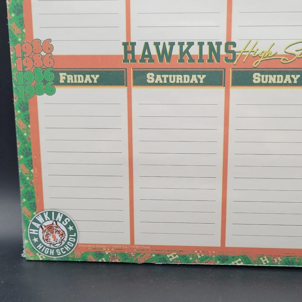 Stranger Things 1986 Hawkins Tigers School Planner And Note Pad